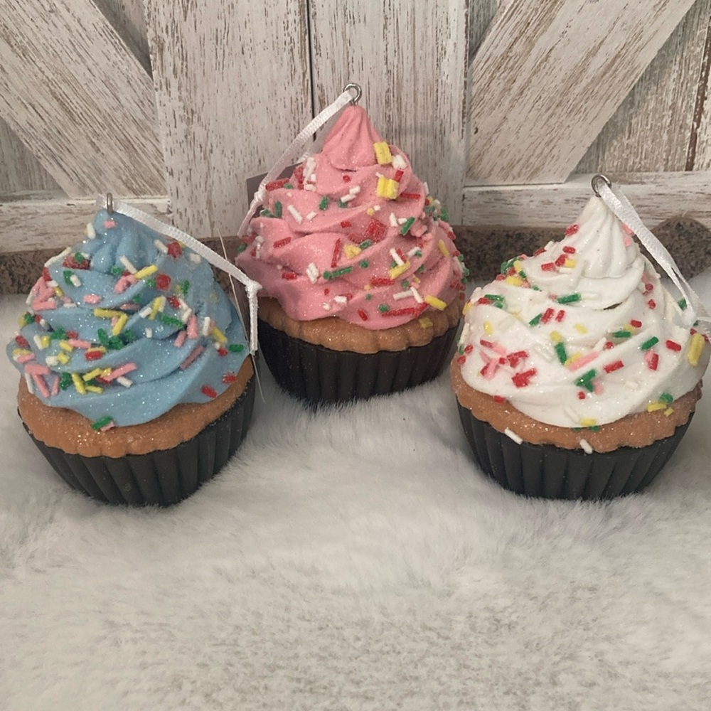3 Faux Cupcake Ornaments